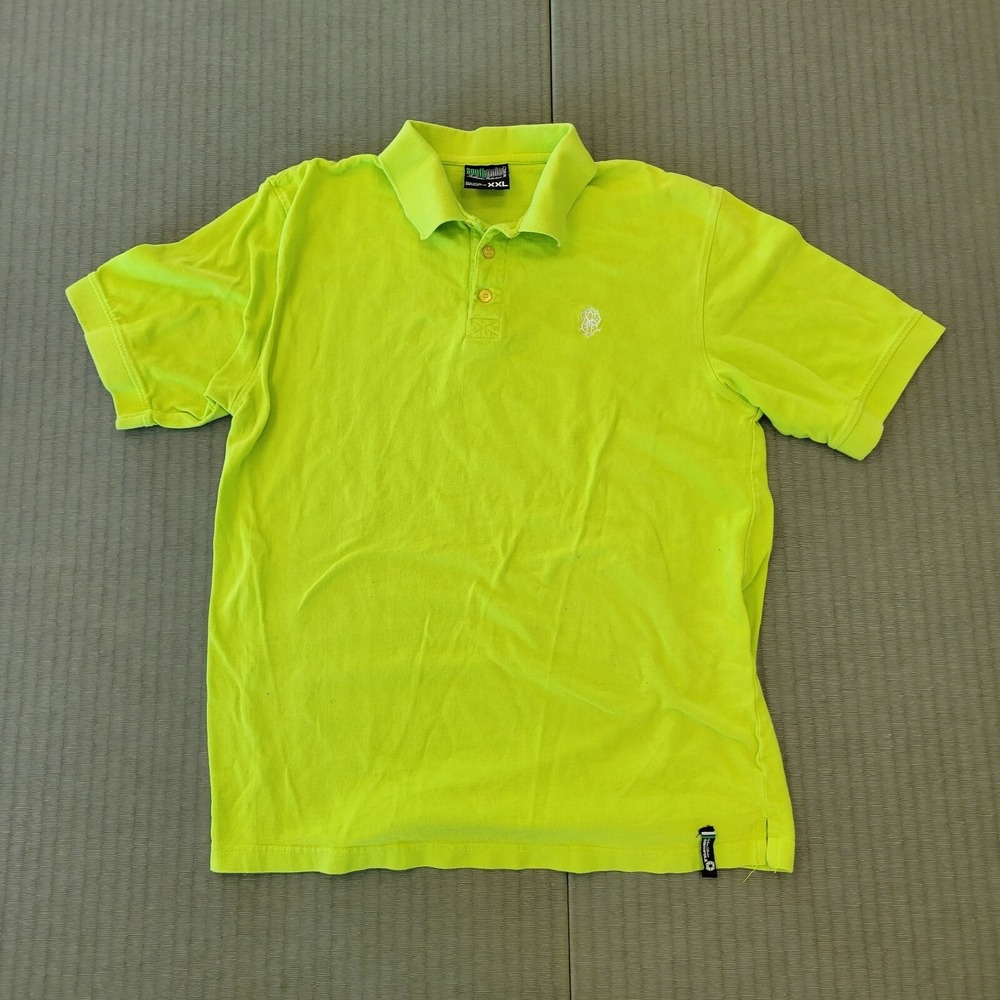Y2K Style South Pole Neon Green Polo‎ Shirt XXL Baggy Hip Hop Short Sleeve VTG